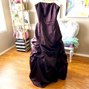 Davids Bridal strapless satin bridesmaid ballgown dress size 10